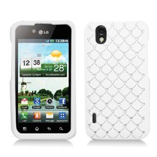 [E]for Lg Marquee Ls855/p970 Rubber W/spot Diamond, White Cell Phones & Accessories