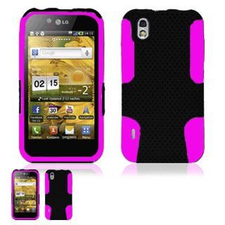 LG Marquee LS855 Black And Pink Hybrid Case Cell Phones & Accessories