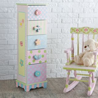 Fantasy Fields Crackled Rose 5 Drawer Narrow Chest   Kids Dressers and Chests