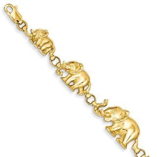 14k Yellow Gold Graduated Elephant Bracelet Link Bracelets Jewelry