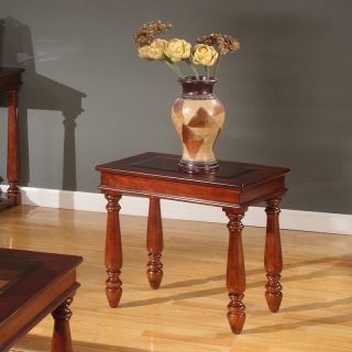 Parker House Andrews Rectangle Traditional Cherry Wood and Glass Chairside Table   End Tables