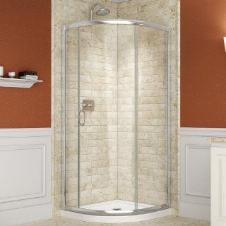 DreamLine DL 6712 01CL Solo Frameless Sliding Shower Enclosure and SlimLine 36 Inch by 36 Inch Quarter Round Shower Floor   Shower Doors  