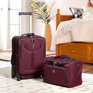 Atlantic 20 in. Expandable Spinner Carry On with Shoulder Tote   Burgundy Red   Luggage Sets