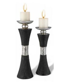Contemporary Black Candleholders   Set of 2   Candle Holders