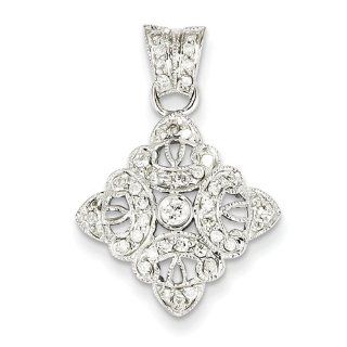 14k White Gold Diamond Vintage Pendant Jewelry