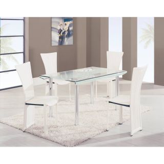 Global Furniture Wrap Edge 5 Piece Dining Set   with Floor Back Chairs   White   Dining Table Sets