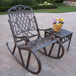 Oakland Living Mississippi Cast Aluminum Rocking Chair Set   Outdoor Rocking Chairs