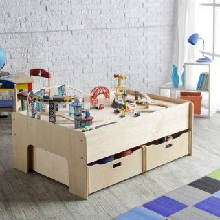 Bundle 67 Activity Table and Storage Drawer Set (4 Pieces) Finish Natural Lacquer   Childrens Storage Furniture