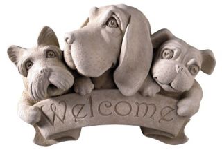 Triple Dog Welcome Wall Plaque   Outdoor Wall Art