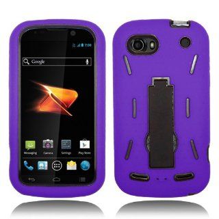 ZTE Warp Sequent N861 (Boost Mobile) Purple Hybrid Duo Shield Tough with Stand and grip Skin Cover soft plus Hard Case Heavy Duty by ThePhoneCovers Cell Phones & Accessories