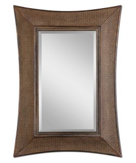 Parrano Rustic Bronze & Gold Rattan Wall Mirror   32W x 44.5H in.   Wall Mirrors
