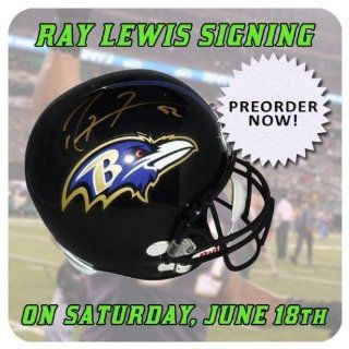 Ray Lewis Signed Helmet   Authentic   Autographed NFL Helmets  Sports Related Collectible Helmets  Sports & Outdoors