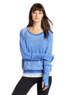 Pure Karma Sweatshirt with Rouched Cuffs, Dove, X Small  Athletic Sweaters  Sports & Outdoors