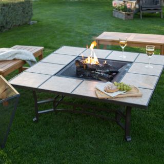 Red Ember Wheatland 50 in. Square Tile Convertible Fire Pit Table   Fire Pits