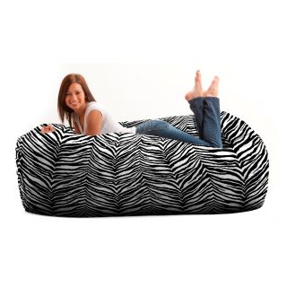 Original FUF Chair 6 ft. Comfort Suede Bean Bag Media Lounger   Zebra   Bean Bags