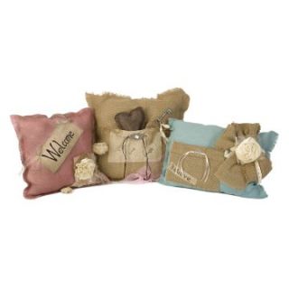 Imax Shaw Burlap Pillows   Set of 3   Decorative Pillows