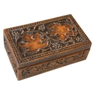 Carved Grapes & Leaves Box   10W x 3H in.   Mens Jewelry Boxes