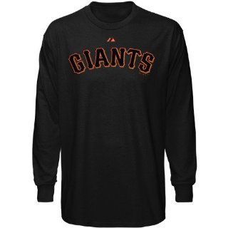 MLB Majestic San Francisco Giants Black Wordmark Long Sleeve T shirt (Small)  Catchers Baseball Chest Protectors  Sports & Outdoors