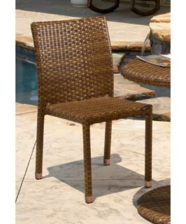 Panama Jack St. Barths Stackable Side Chair   Brown Pine with Viro Fiber   Outdoor Dining Chairs
