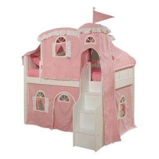 Emma Storage Princess Tent Loft with Stairs and Dresser   Loft Beds