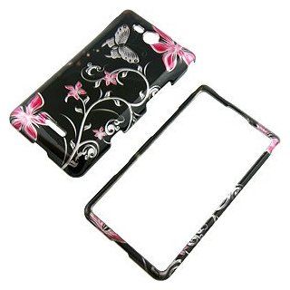 Pink Flowers Butterflies Protector Case for LG Lucid VS840 Cell Phones & Accessories