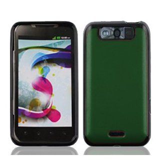 LG Connect 4G 4 G MS840 MS 840 Green Hard Case and Black TPU Skin Hybrid 2 Tone Mix Combo Snap On Protective Cover Cell Phone Cell Phones & Accessories