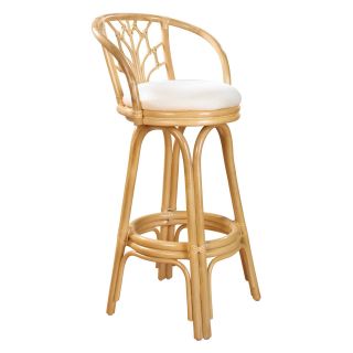 Hospitality Rattan Valencia Indoor Swivel Rattan & Wicker 24 in. Counter Stool with Cushion   Natural   Bistro Chairs