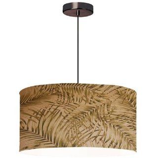 Dainolite 571809 220 OBB 3 Light Pendant with Palm Leaf Drum Shade with 840 Diffuser, Oil Brushed Bronze   Chandeliers  