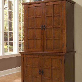 Home Styles Arts and Crafts Compact Computer Armoire with Hutch   Oak   Computer Armoires