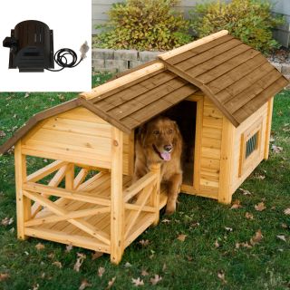 Boomer & George Cedar Insulated Barn Dog House with Cooling fan   Dog Houses