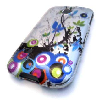 Straight Talk Huawei M865c Circle Blue Butterfly Abstract HARD Case Skin Cover Accessory Protector Cell Phones & Accessories