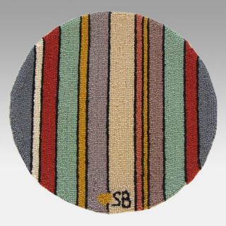 Susan Branch Seashore Stripes 15 in. Round Chair Pad   Braided Rugs