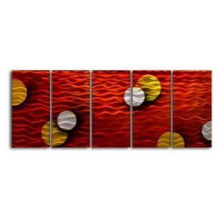 Sun & Moon Suspended 5 Piece Handmade Metal Wall Art  60W x 24H in.   Wall Sculptures and Panels
