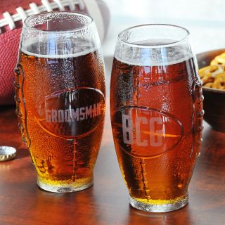 Cathys Concepts Personalized Glass Football Tumbler   Beer Glasses