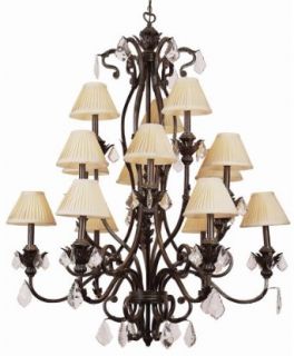 Trans Globe Lighting 8277 EI Crystal Fifteen Light Up Lighting Three Tier Chandelier from the Crystal Flair C, Enriched Iron    