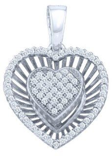 0.25 Carat (ctw) Diamond Heart Pendant set in 10k White Gold PR01 3081 Jewelry