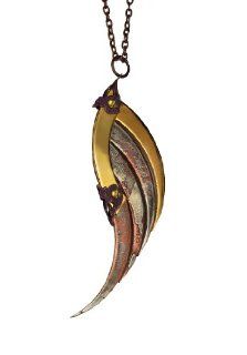 VANTH   Blade Wing   Neo Victorian Gothic Jewelry   Femme Fatale Necklace   24K Gold Plated   Antiqued Copper Filigrees and Industrial Brass Screws Pendant Necklaces Jewelry