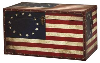 Vintage American Flag Coffee Table Trunk   Storage Trunks