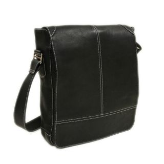 Piel Leather Urban Vertical Messenger Bag   Black   Messenger Bags