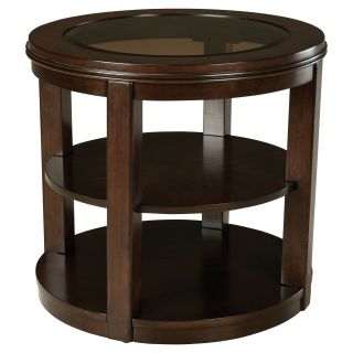Standard Furniture Spencer Round Wood and Glass Top End Table   End Tables