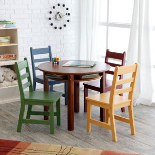 Lipper Childrens Walnut Round Table and 4 Chairs   Activity Tables