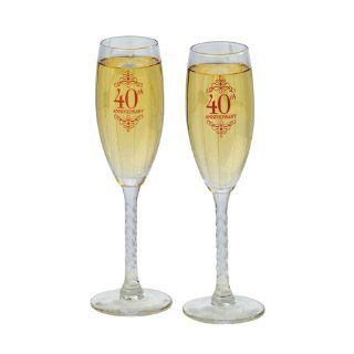Jamie Lynn Wedding 40th Anniversary Collection, Toasting Flutes, Set of 2 Champagne Flutes Kitchen & Dining