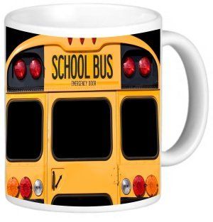 Rikki KnightTM Back Of A Yellow School Bus Design 11 oz Photo Quality Ceramic Coffee Mug Cup   FDA Approved   Dishwasher and Microwave Safe Kitchen & Dining