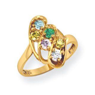 14k Polished 6 Stone Mothers Ring Mounting Jewelry