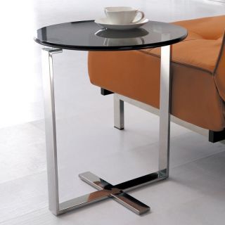 Armen Living Allen End Table   Stainless Steel with Glass Top   End Tables