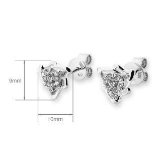 X1000Diamond 18K White Gold Triangle Halo with Round Cluster Diamond Stud Earring (0.28ct, G H Color, VS2 SI1 Clarity) Jewelry