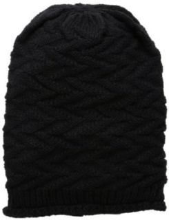 D&Y Women's Zigzag Rolled Edge Beanie Hat, Black, One Size Novelty Baseball Caps Clothing