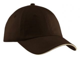 Port Authority C873 Poly Bamboo Sandwich Bill Cap   Black/Sandstone   OSFA at  Mens Clothing store