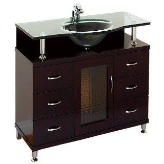 Accara 36" Bathroom Vanity   Espresso with Frosted Glass Counter    