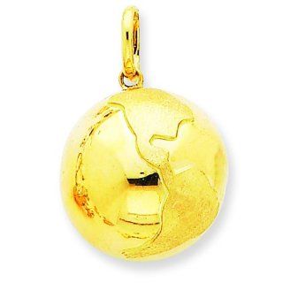 14K Yellow Gold Globe Charm World Jewelry Pendant Jewelry